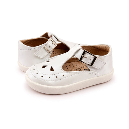 Old Soles 5011 Royal Shoe kids leather shoe in Nacardo Blanco and White Sole with classic detail