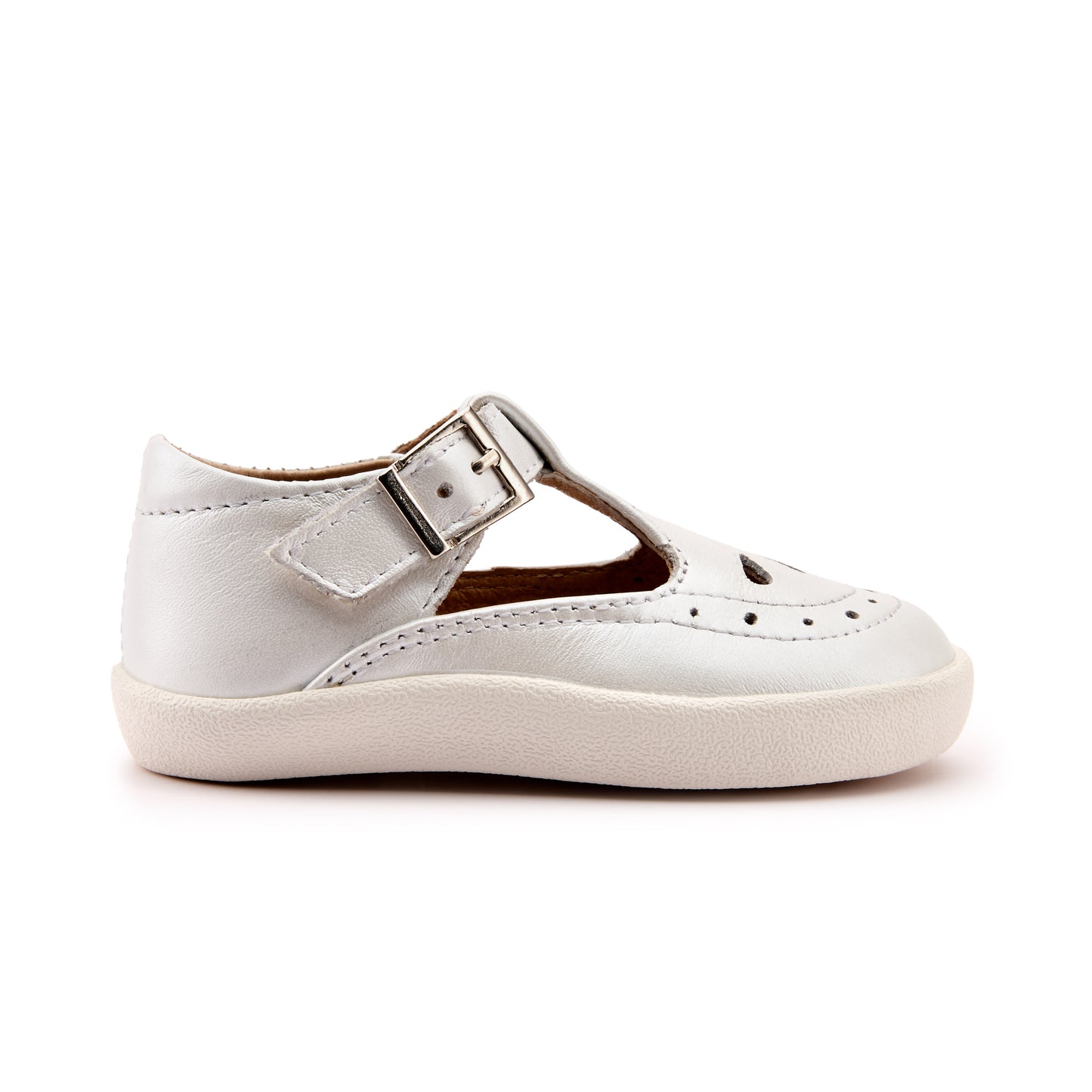 Old Soles 5011 Royal Shoe kids leather shoe in Nacardo Blanco and White Sole with classic detail