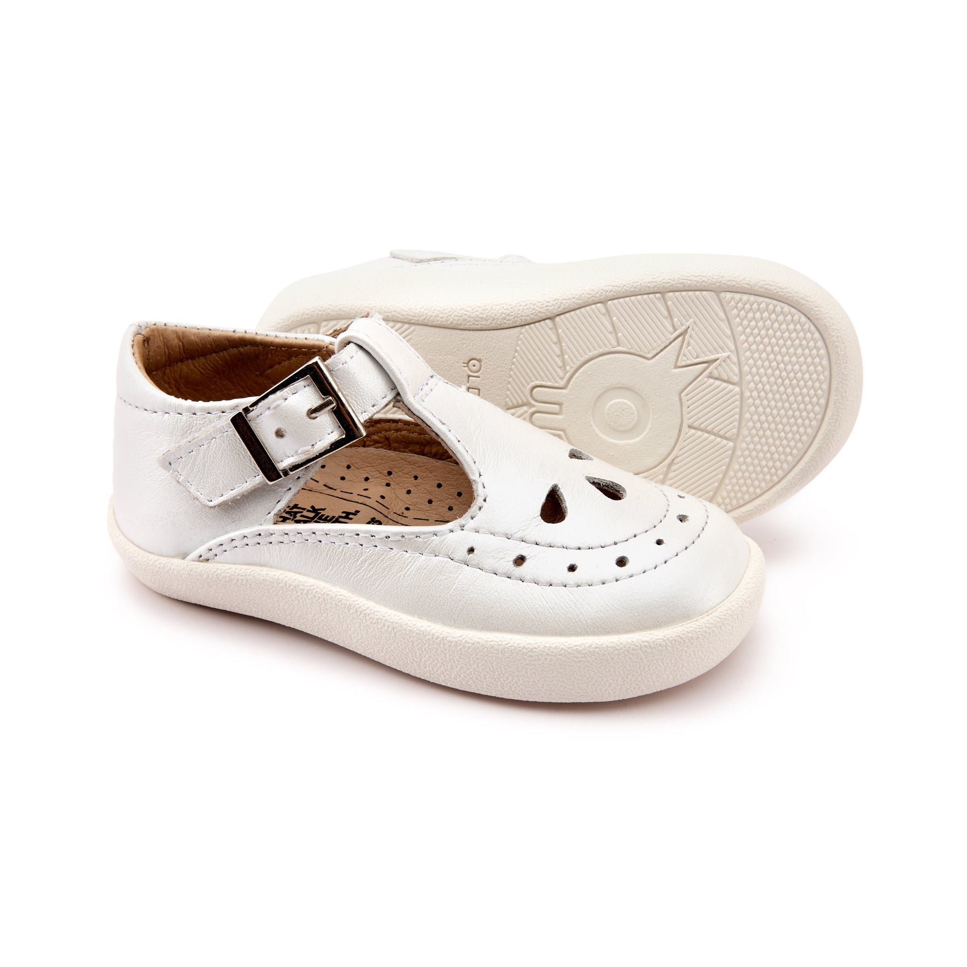 Old Soles 5011 Royal Shoe kids leather shoe in Nacardo Blanco and White Sole with classic detail
