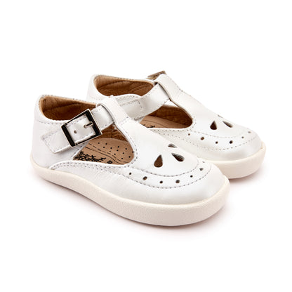 Old Soles 5011 Royal Shoe kids leather shoe in Nacardo Blanco and White Sole with classic detail