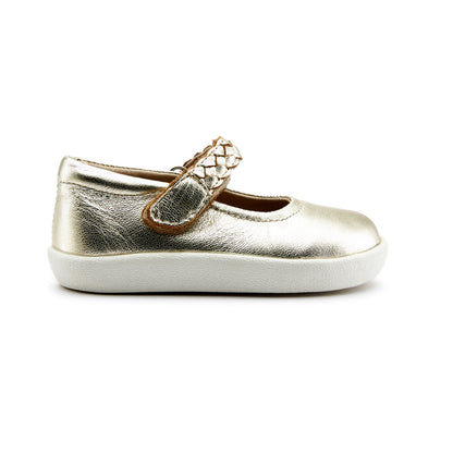 Old Soles 5075 Miss Plat kids leather shoe in Gold with classic detail