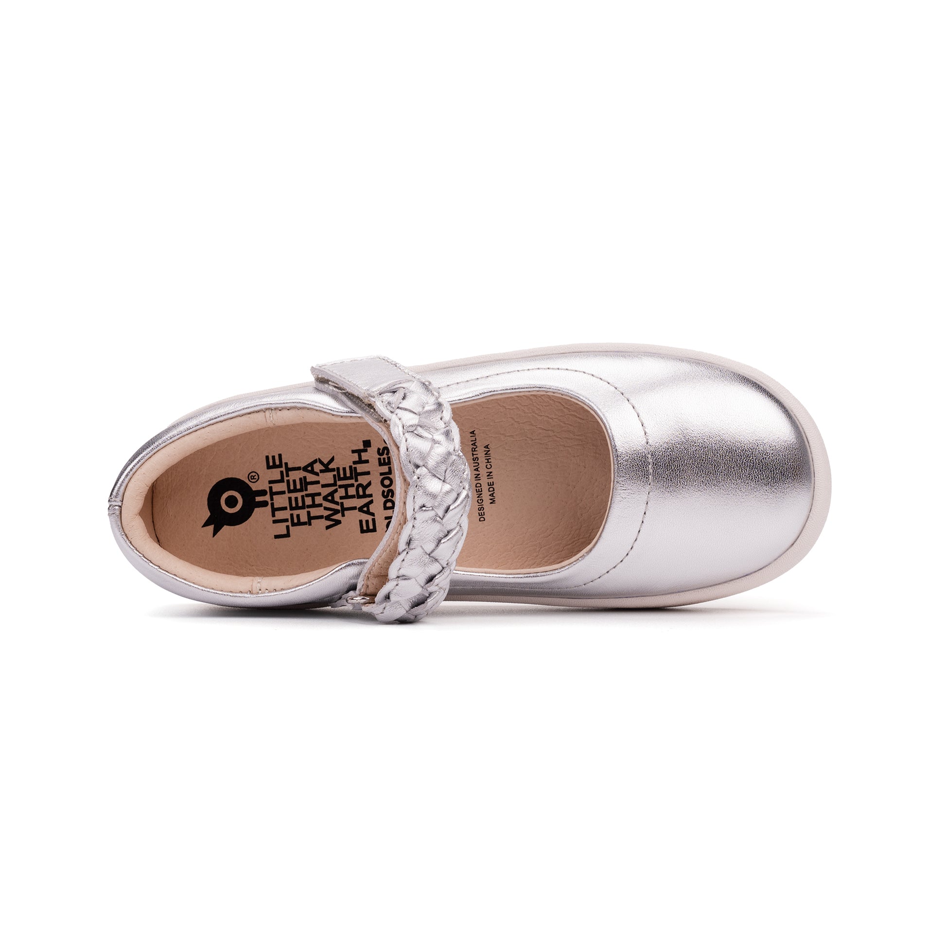 Old Soles 5075 Miss Plat kids leather shoe in Silver with classic detail