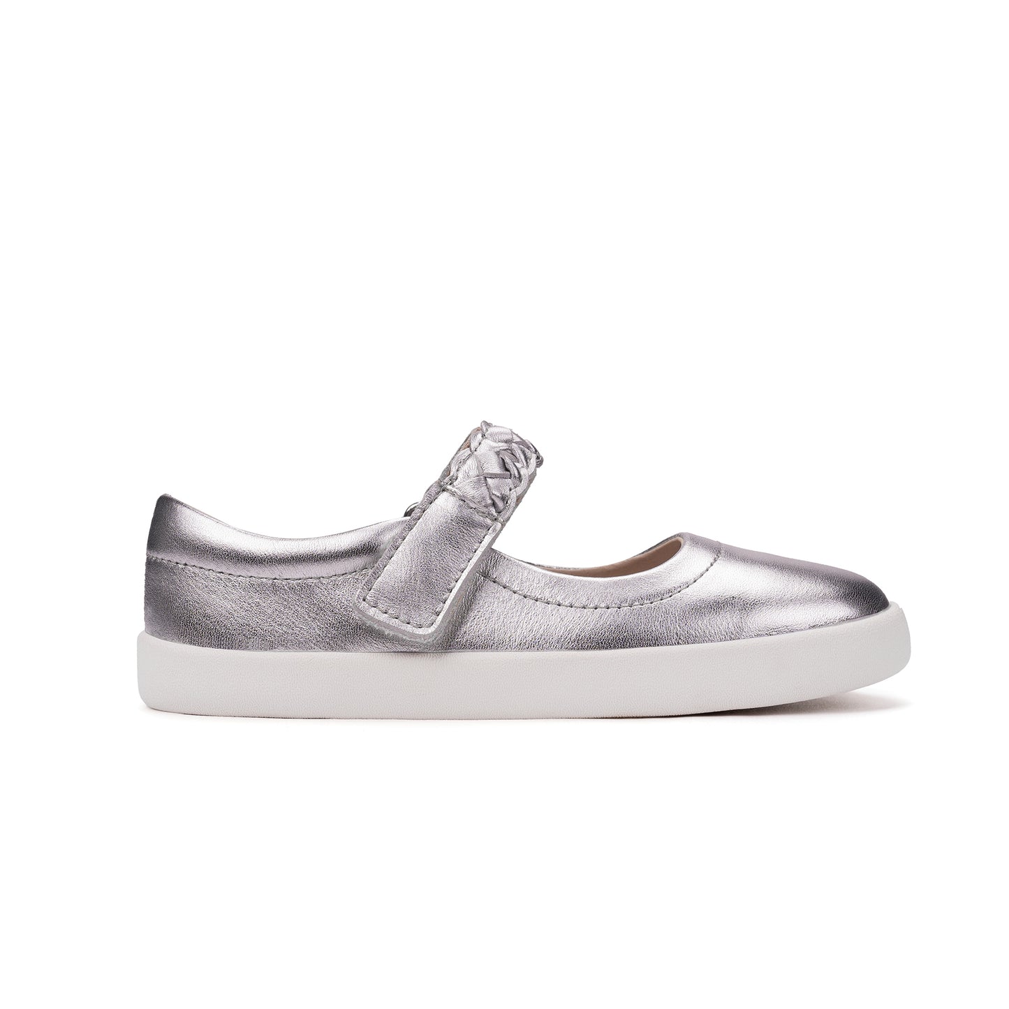 Old Soles 5075 Miss Plat kids leather shoe in Silver with classic detail
