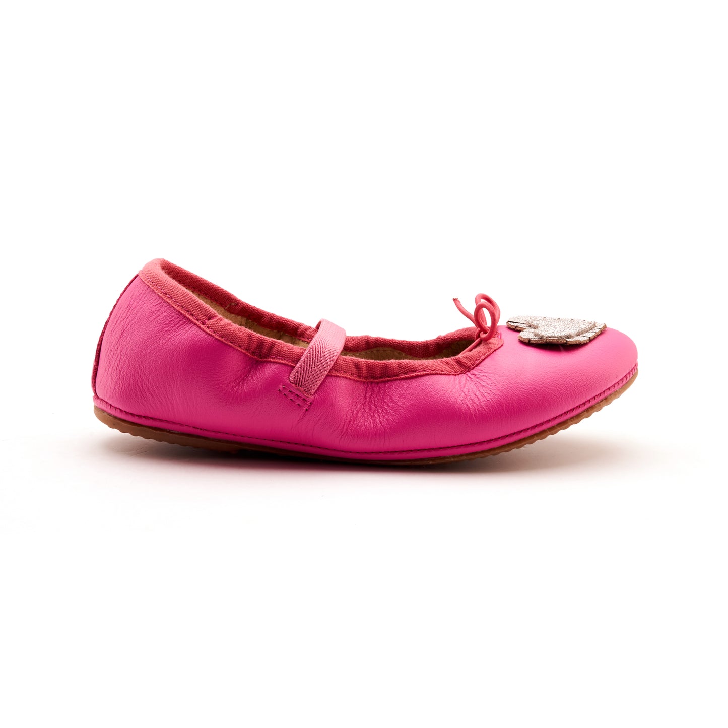 Old Soles 622 Heart Ruffle kids leather shoe in Candy Pink, Glam Argent, and Silver with ruffle detail