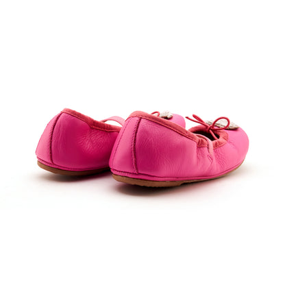Old Soles 622 Heart Ruffle kids leather shoe in Candy Pink, Glam Argent, and Silver with ruffle detail