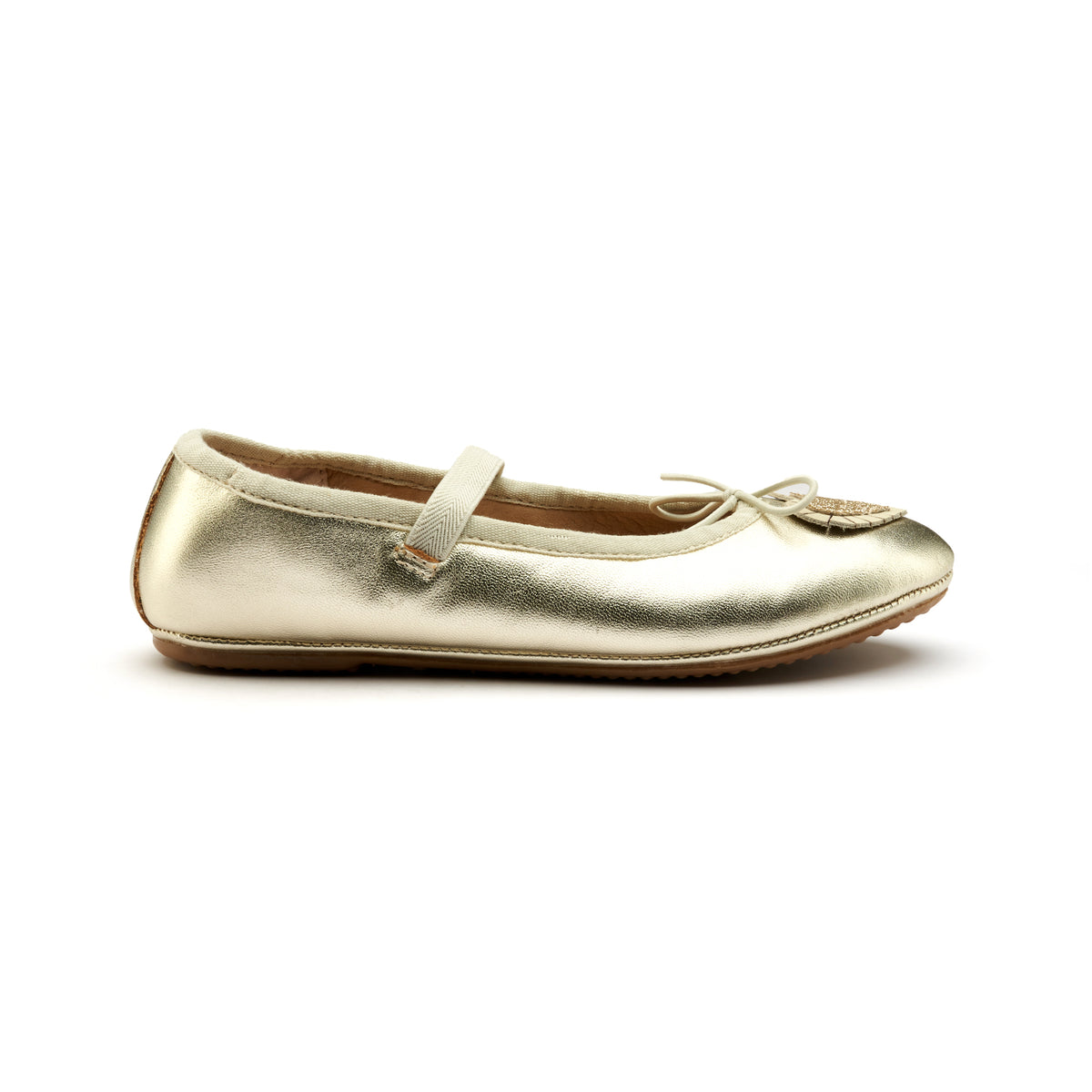 Old Soles 622 Heart Ruffle kids leather shoe in Gold, Glam Gold, and Vanilla with ruffle detail