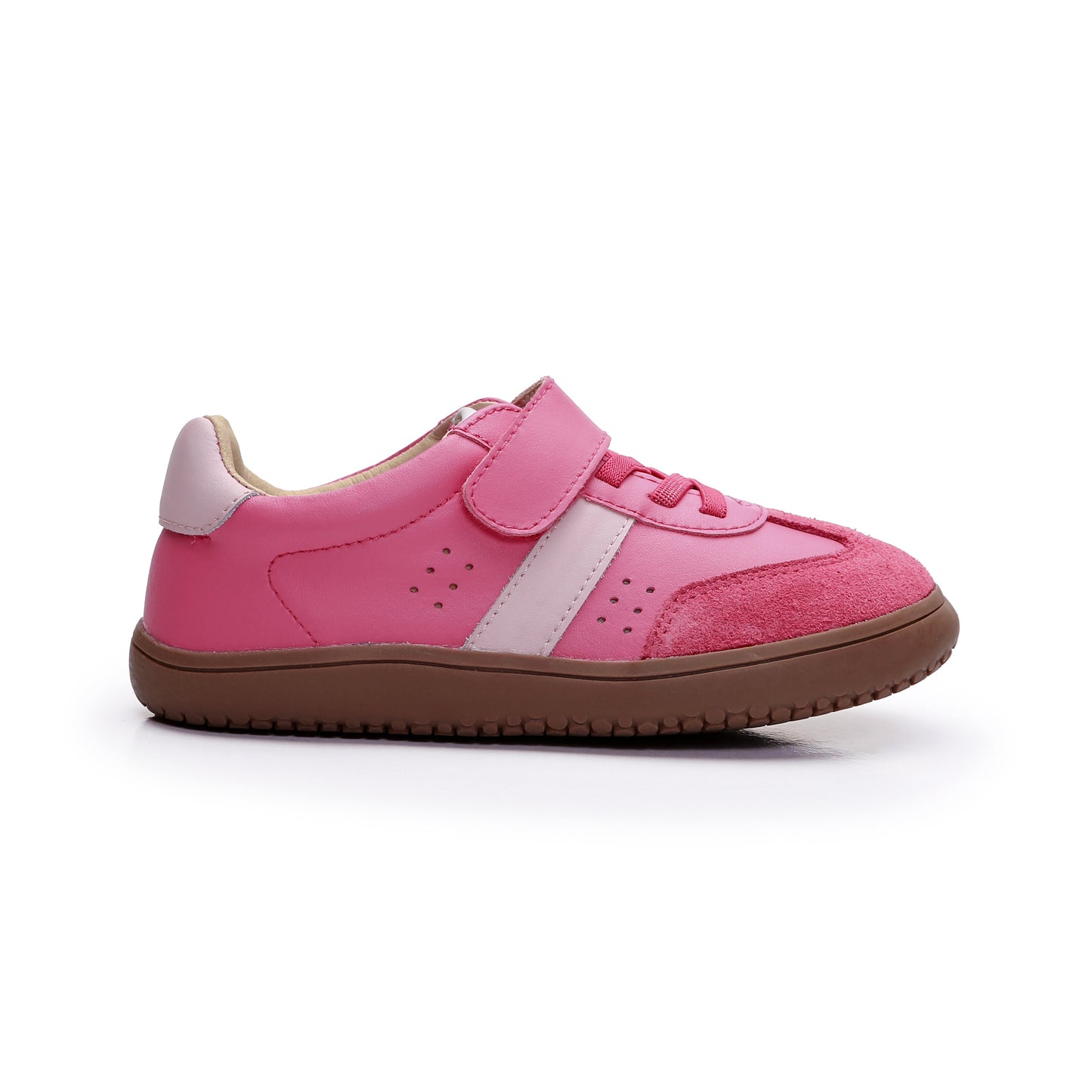 Old Soles 6500 Stylin Barewalk kids leather barefoot shoe in Candy Pink and Chalk Pink with barefoot design