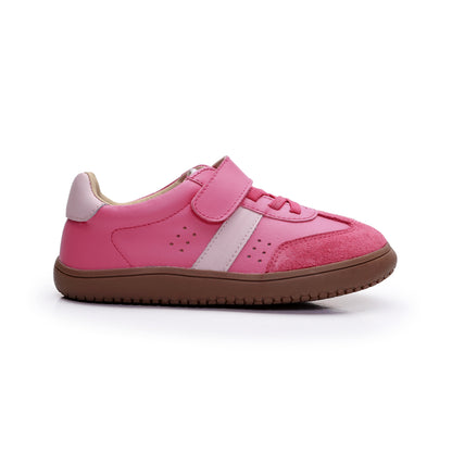 Old Soles 6500 Stylin Barewalk kids leather barefoot shoe in Candy Pink and Chalk Pink with barefoot design