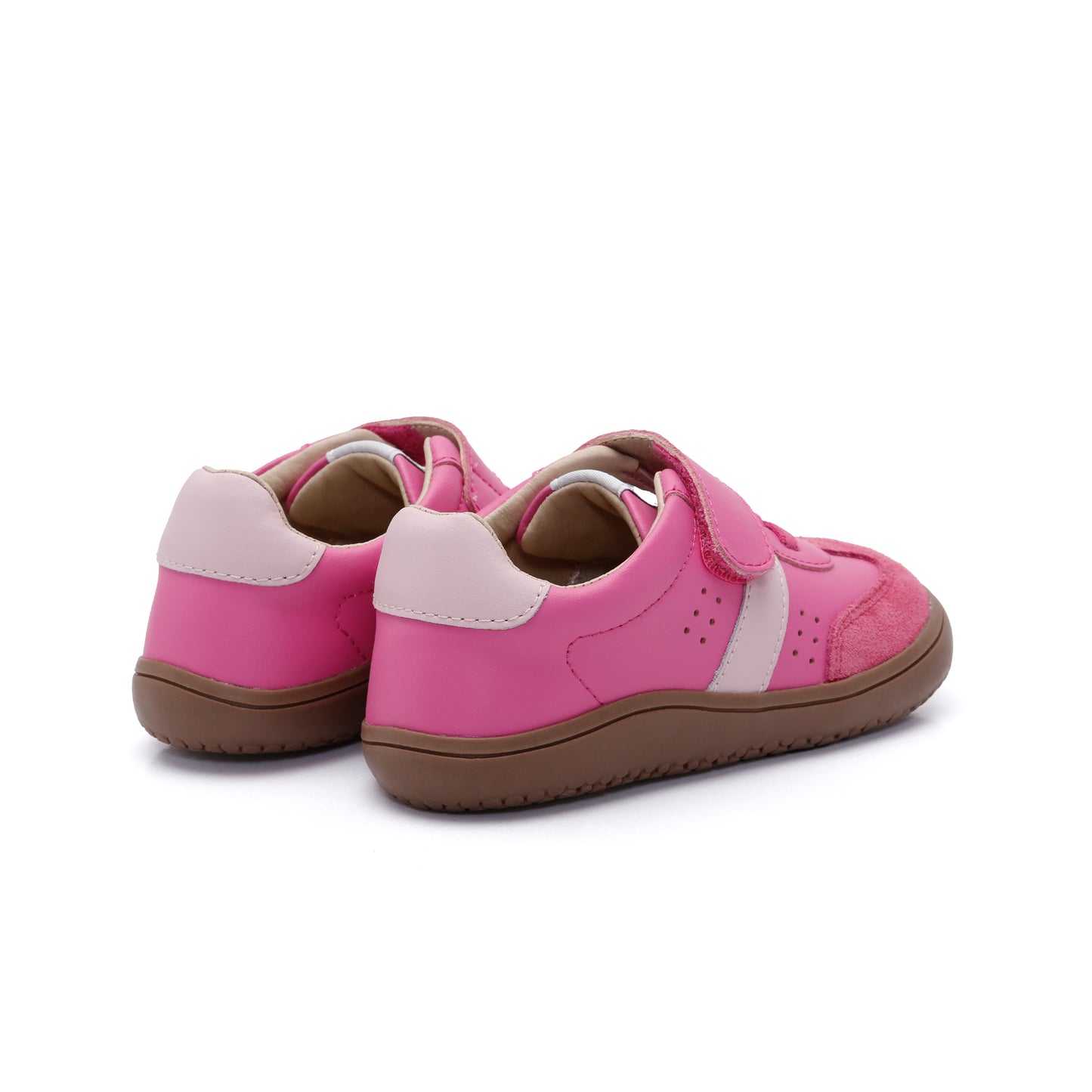 Old Soles 6500 Stylin Barewalk kids leather barefoot shoe in Candy Pink and Chalk Pink with barefoot design