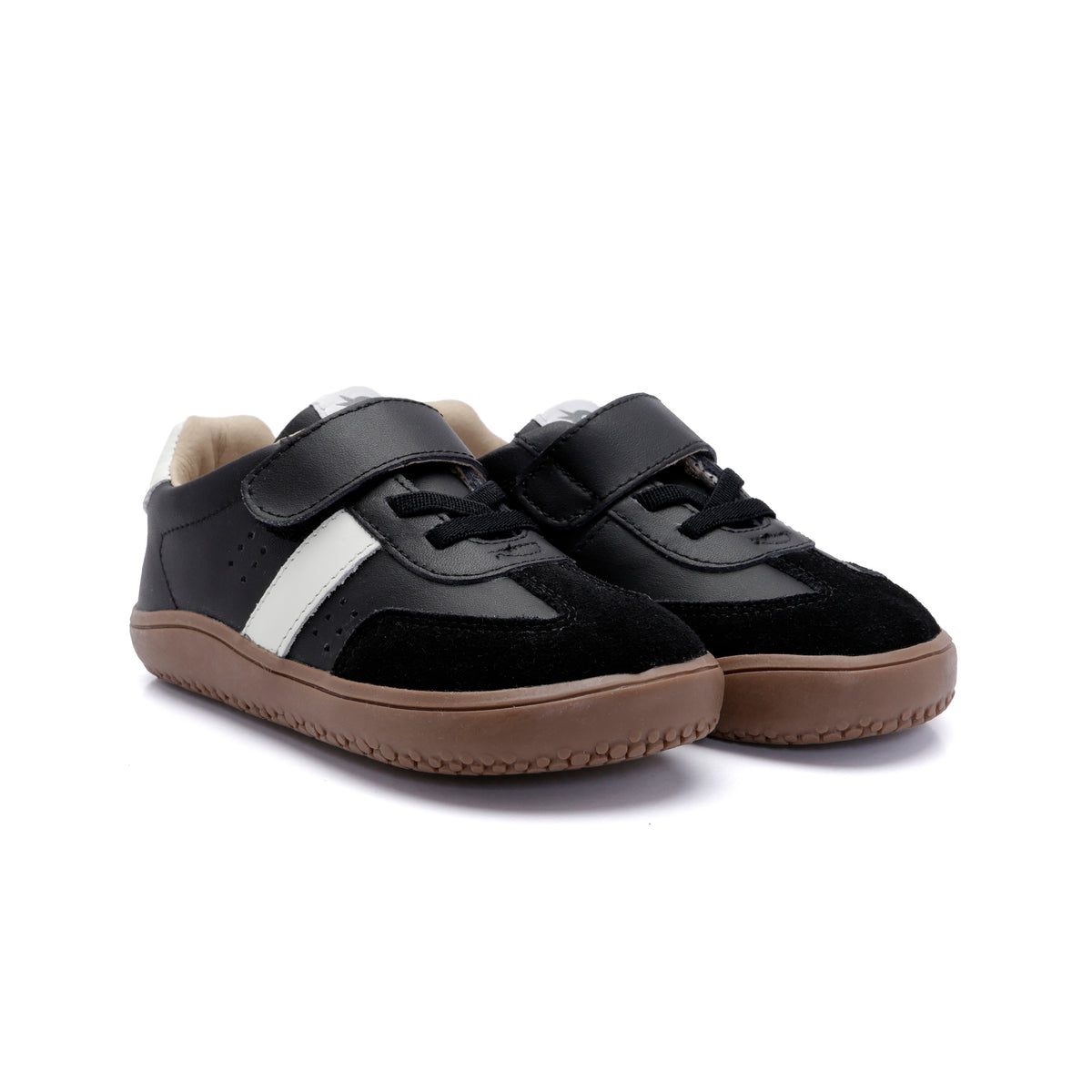 Old Soles 6500 Stylin Barewalk kids leather shoe in Black and White