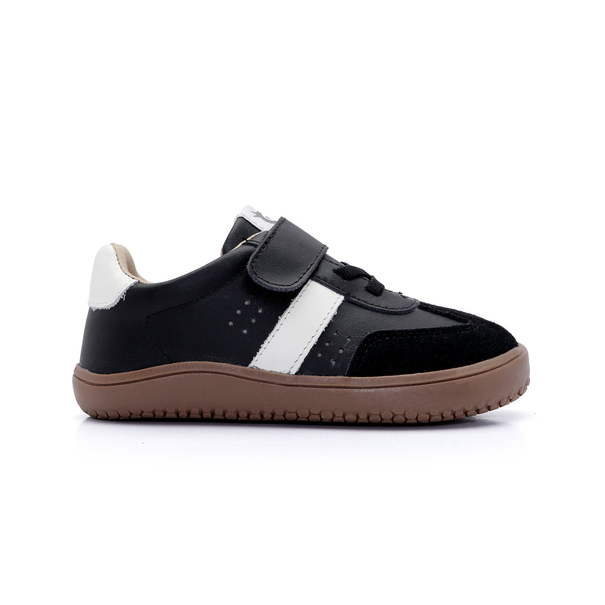 Old Soles 6500 Stylin Barewalk kids leather shoe in Black and White