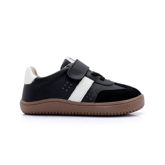 Old Soles 6500 Stylin Barewalk kids leather shoe in Black and White