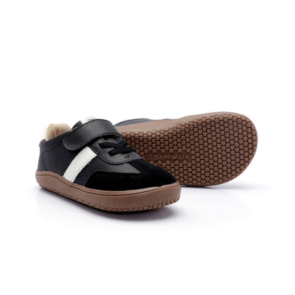 Old Soles 6500 Stylin Barewalk kids leather shoe in Black and White