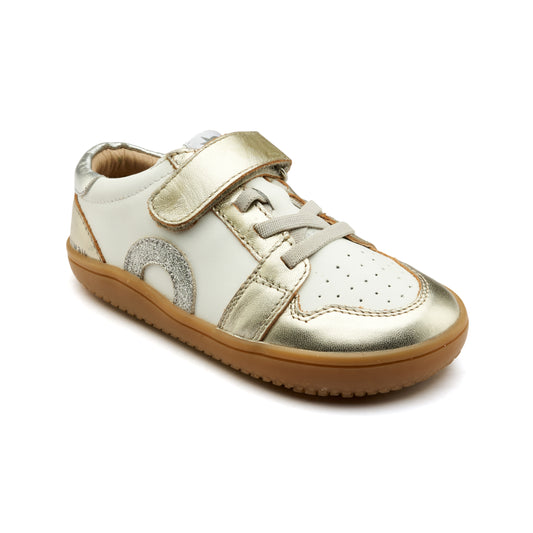 Old Soles 6501 Popcorn Barewalk kids leather barefoot shoe in Gold with barefoot design