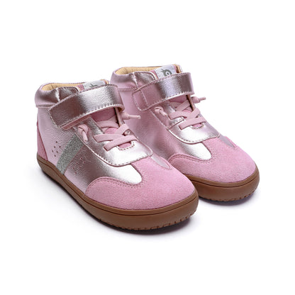 Old Soles 6504 High Stylin kids leather shoe in Millet Pink and Glam Argent