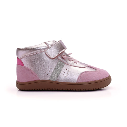 Old Soles 6504 High Stylin kids leather shoe in Millet Pink and Glam Argent