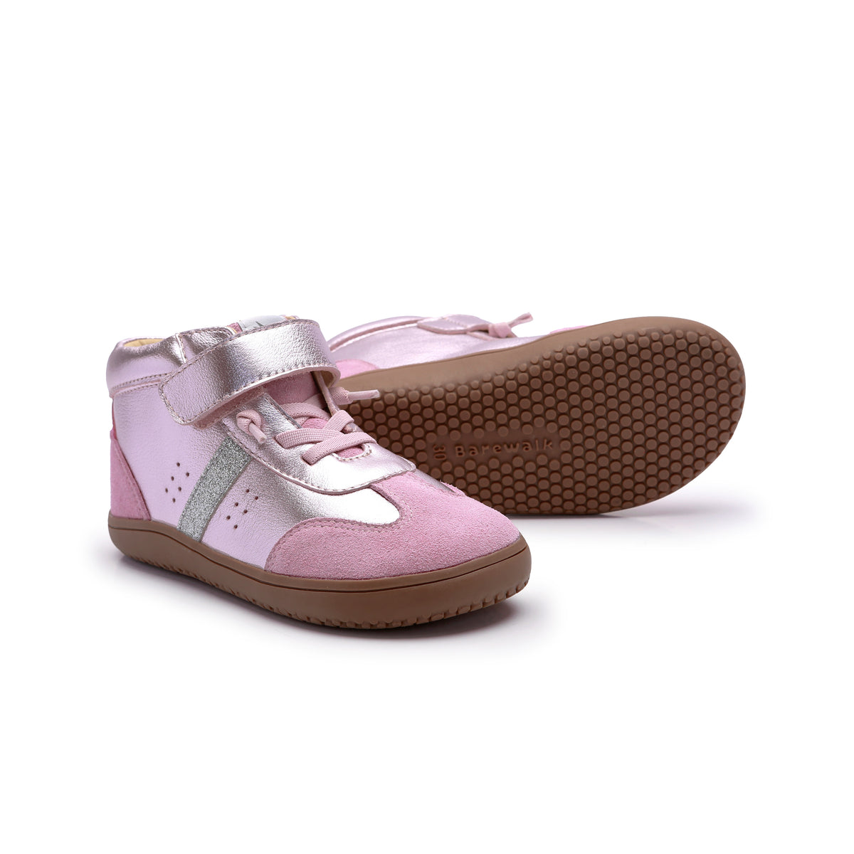 Old Soles 6504 High Stylin kids leather shoe in Millet Pink and Glam Argent