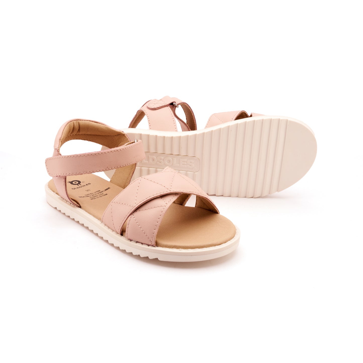 Old Soles 7043 Puff Pop kids leather shoe in Dalia with open toe detail