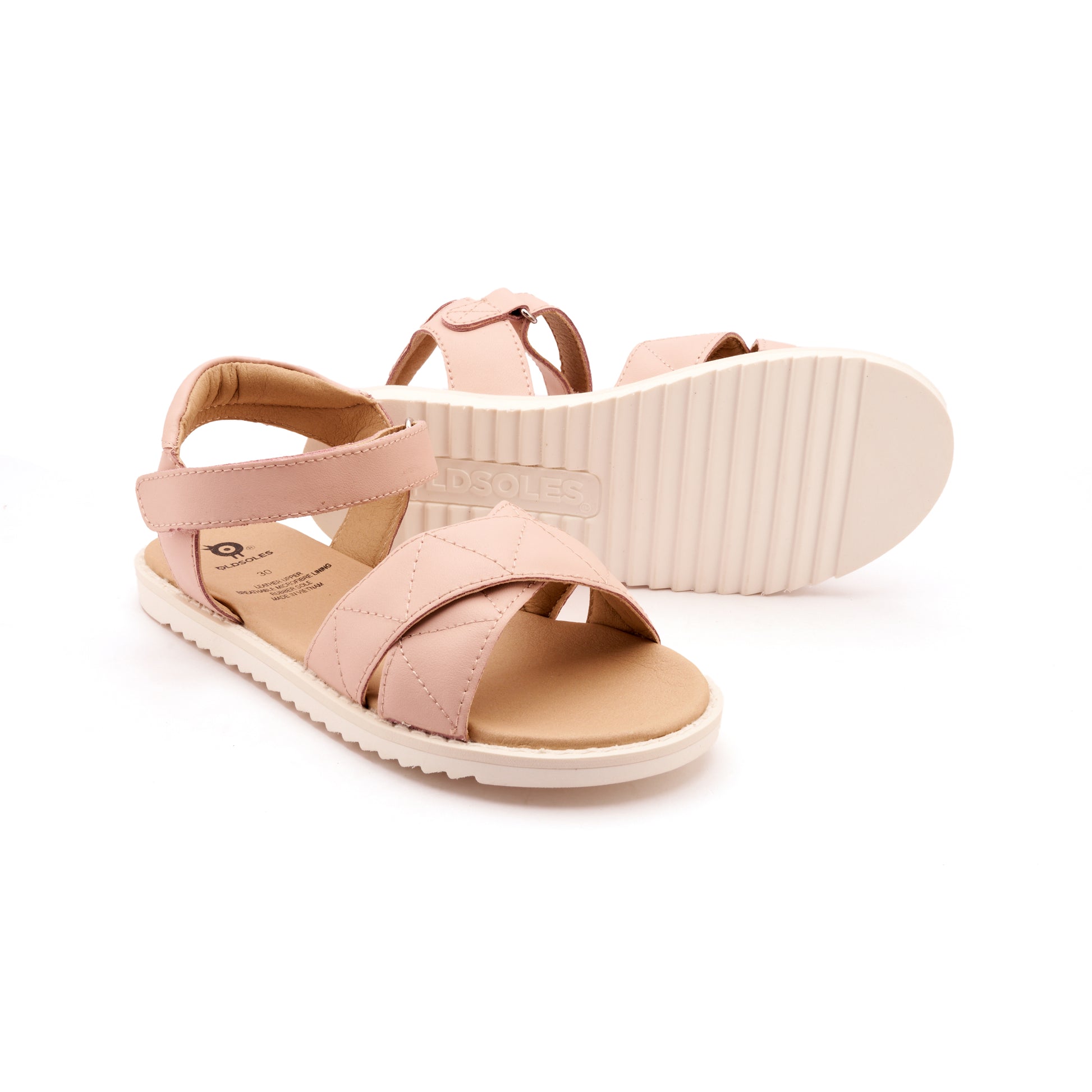 Old Soles 7043 Puff Pop kids leather shoe in Dalia with open toe detail
