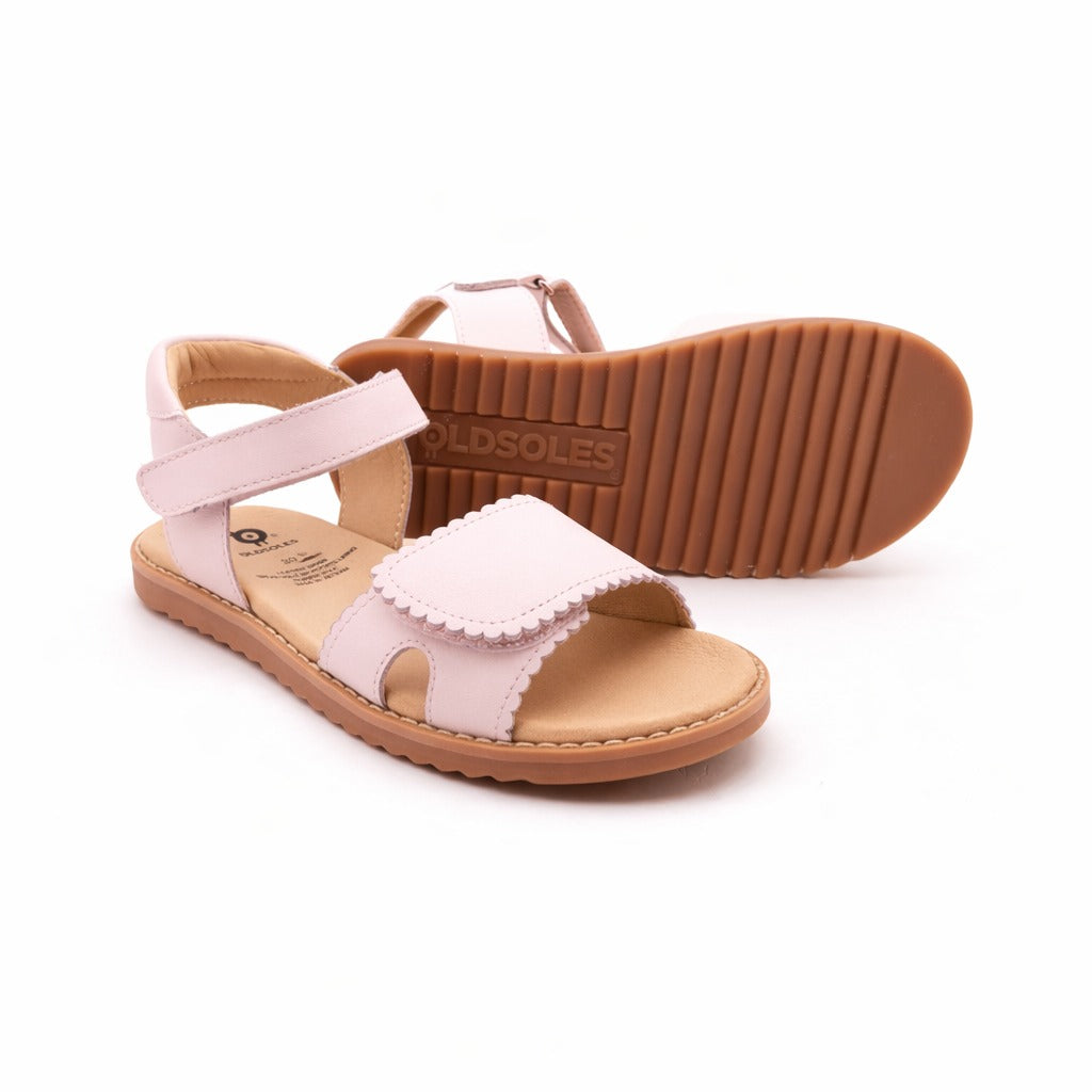 Old Soles 7044 Ripple Sandy kids leather sandal in Chalk Pink with open toe detail