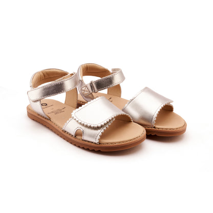 Old Soles 7044 Ripple Sandy kids leather sandal in Silver with open toe detail