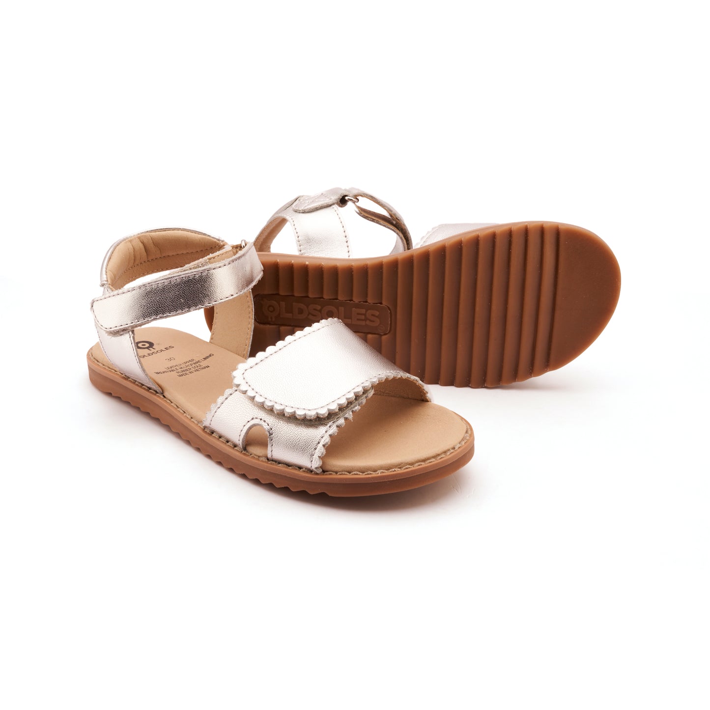 Old Soles 7044 Ripple Sandy kids leather sandal in Silver with open toe detail
