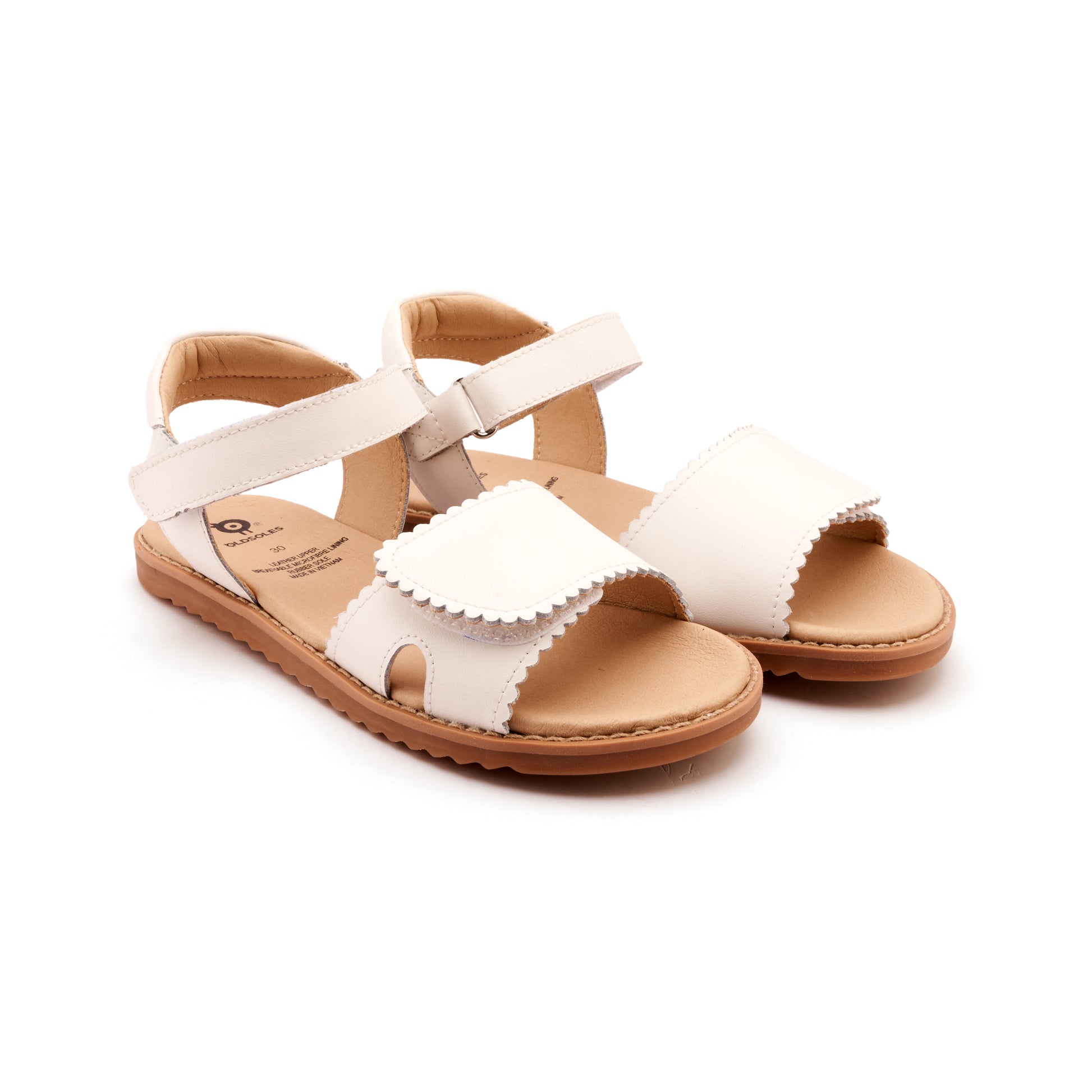 Old Soles 7044 Ripple Sandy kids leather sandal in Snow with open toe detail