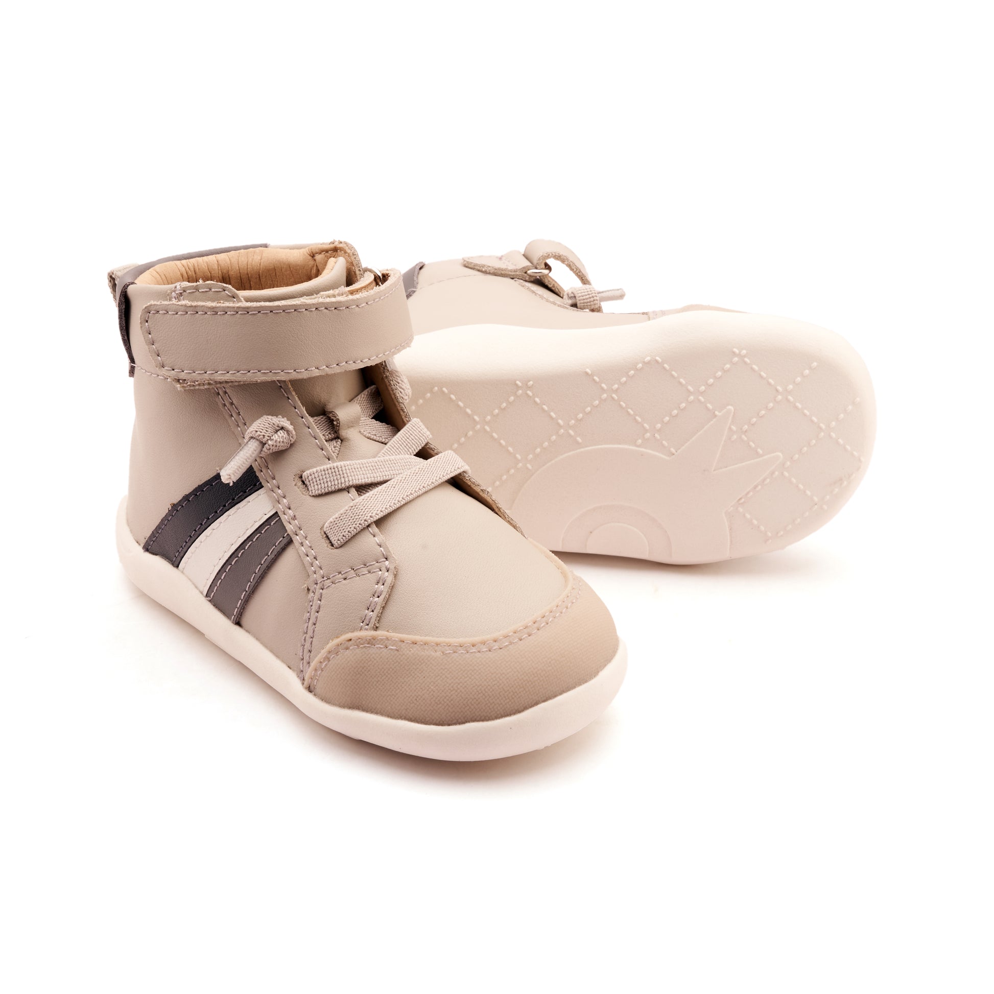 Old Soles 8000 High Sun Rays kids leather shoe in Gris with sporty detail