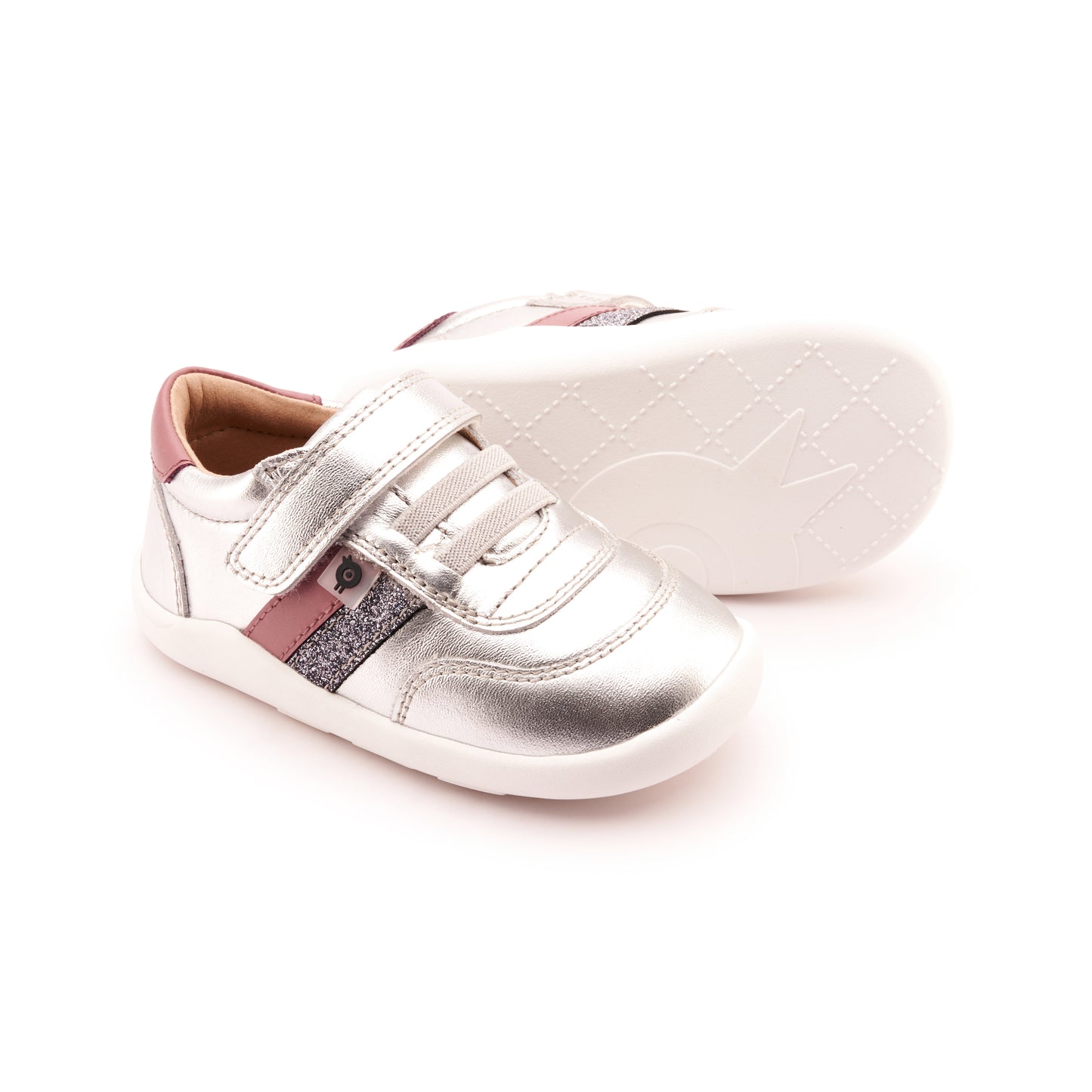 Old Soles 8013 Play Ground kids leather shoe in Silver, Malva, and Glam Gunmetal with rubber sole detail