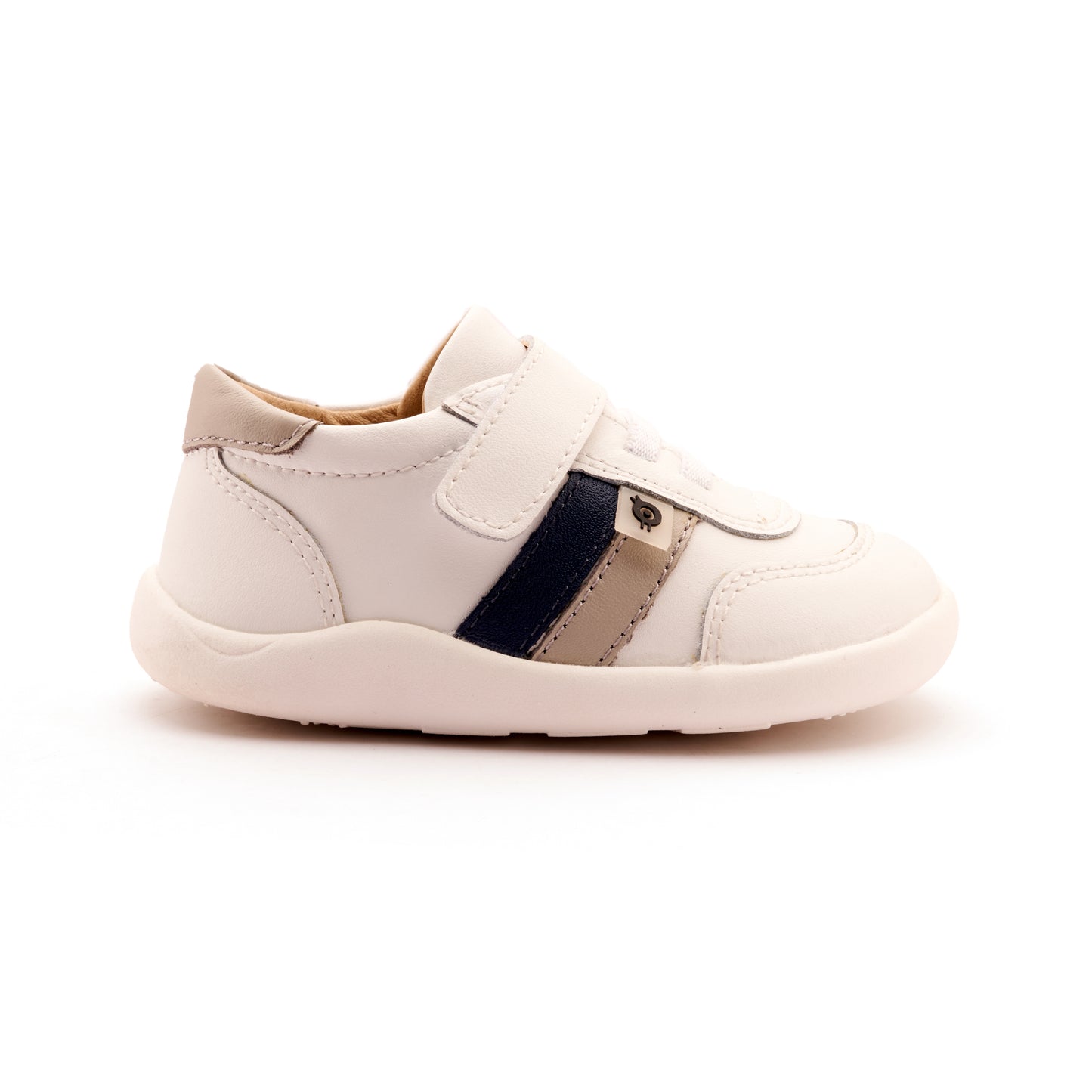 Old Soles 8013 Play Ground kids leather shoe in Snow, Denim, and Gris with rubber sole detail