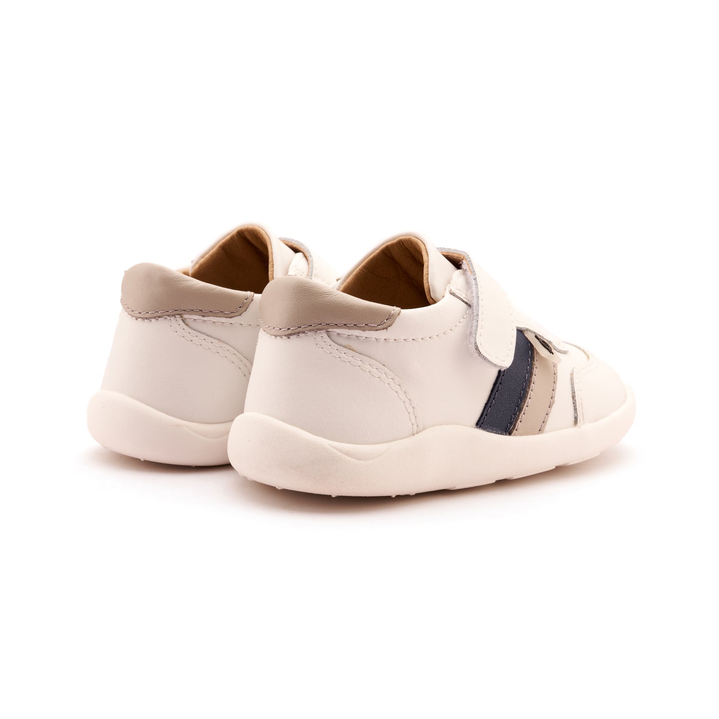 Old Soles 8013 Play Ground kids leather shoe in Snow, Denim, and Gris with rubber sole detail