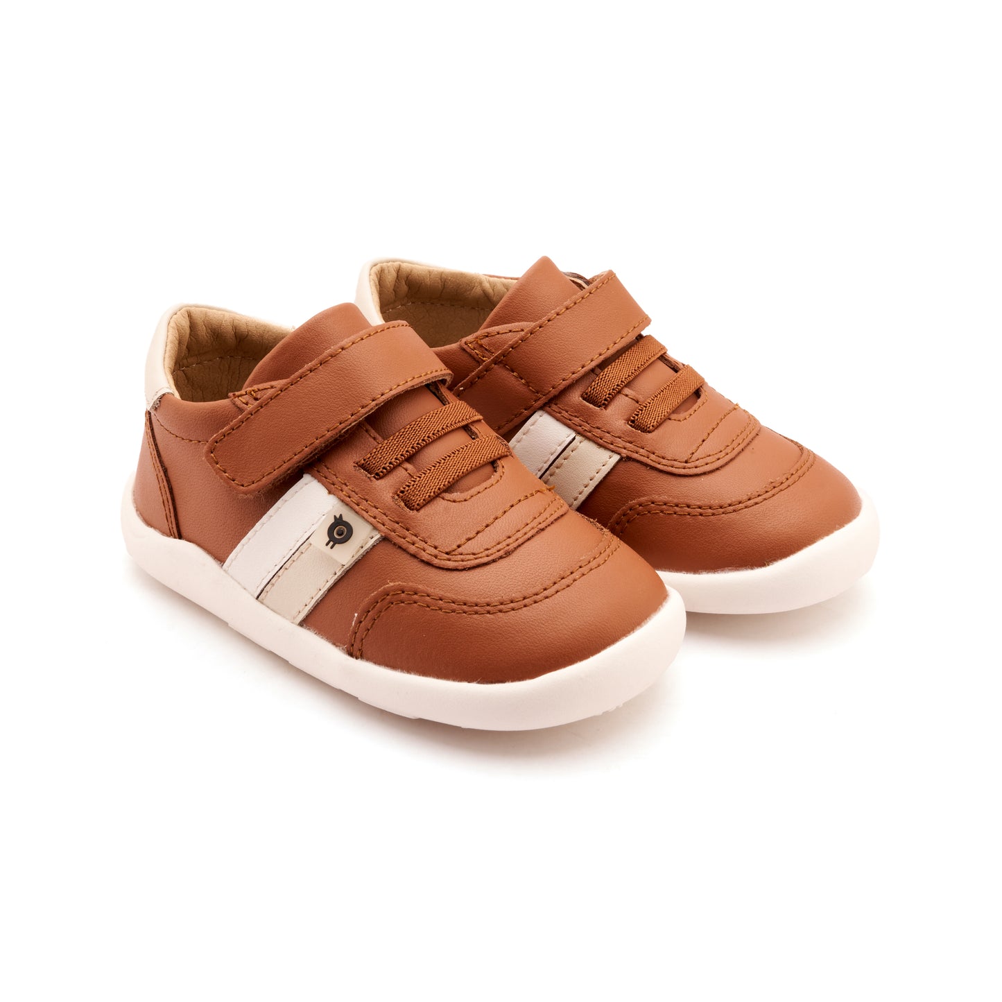 Old Soles 8013 Play Ground kids leather shoe in Navy, Tan, and Snow with rubber sole detail