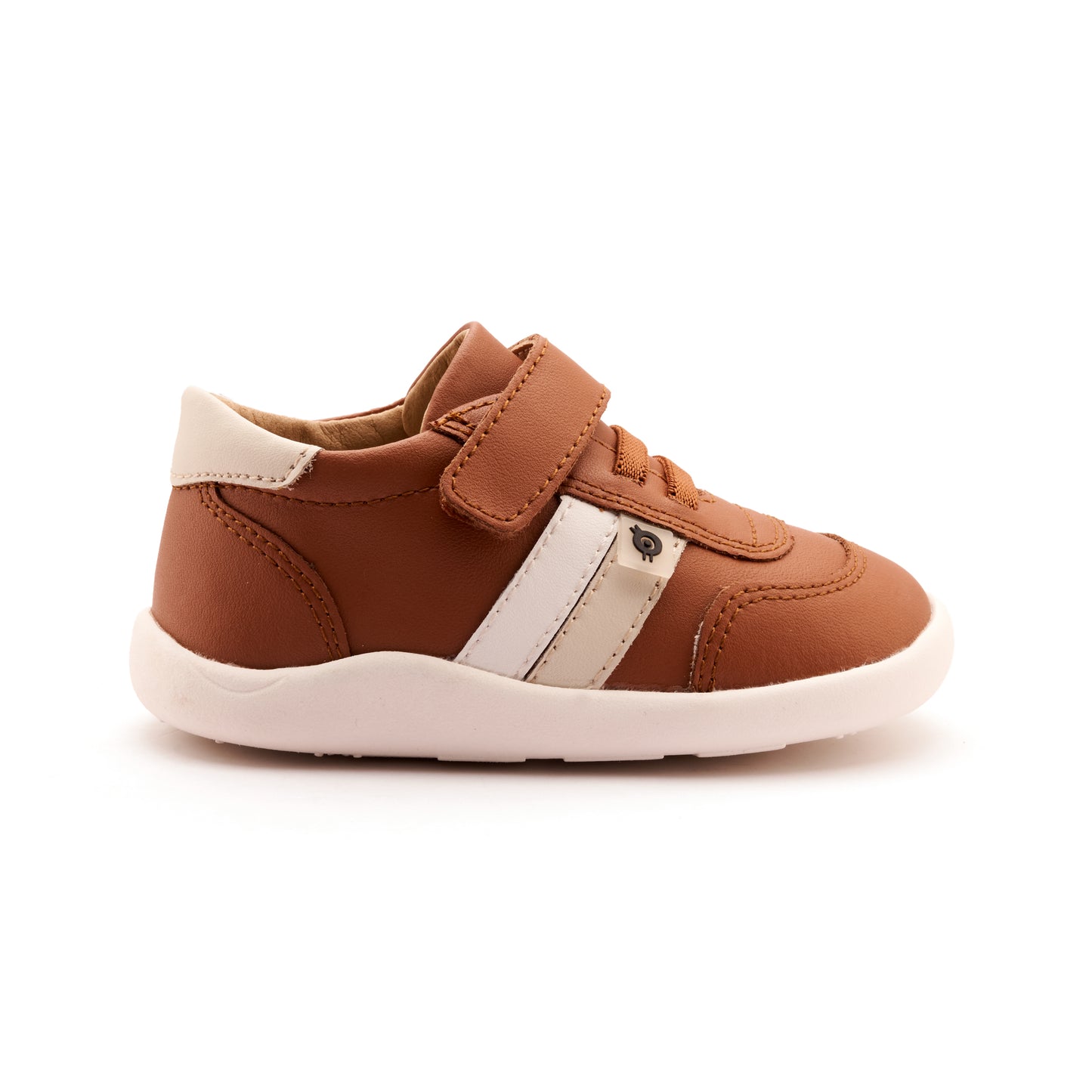 Old Soles 8013 Play Ground kids leather shoe in Navy, Tan, and Snow with rubber sole detail
