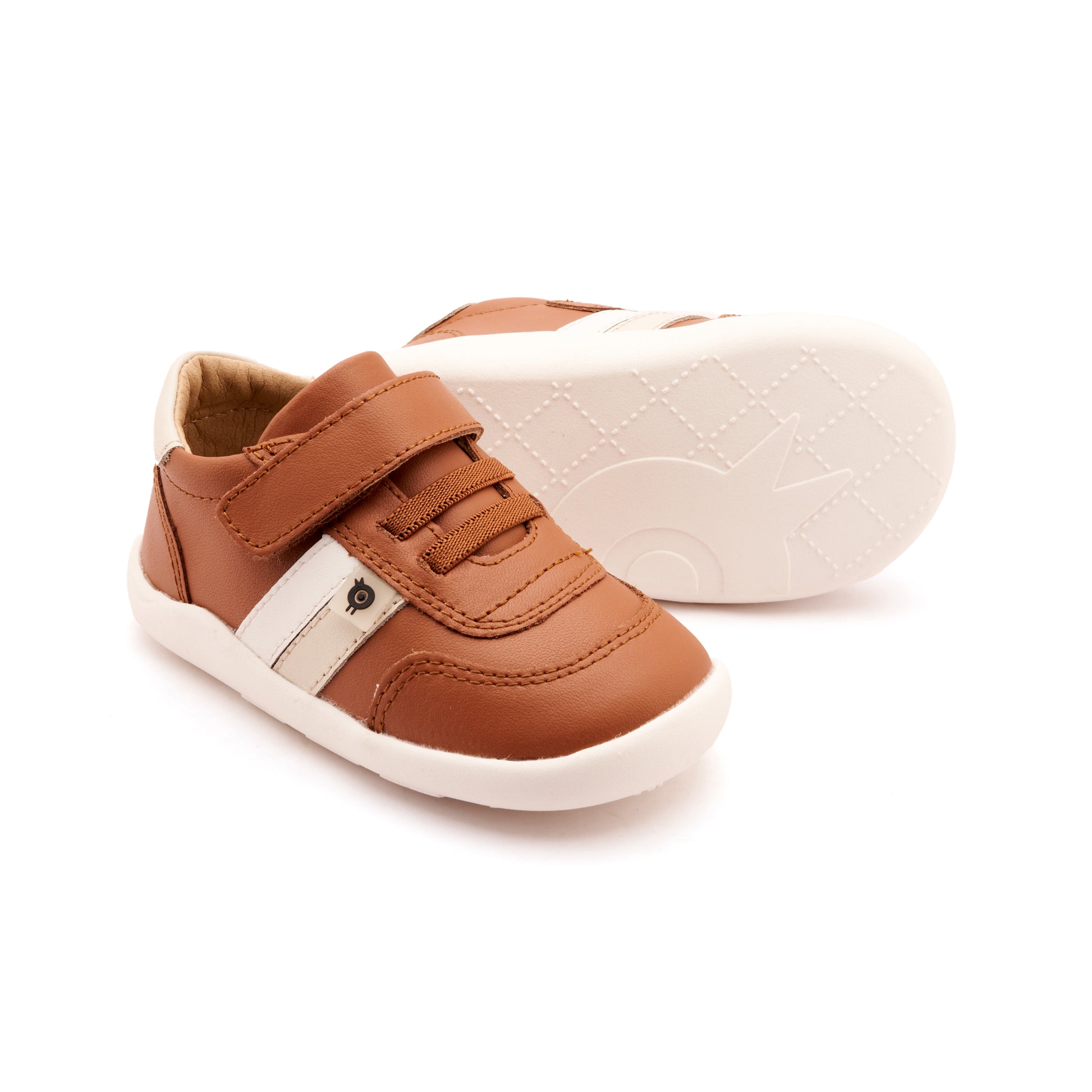 Old Soles 8013 Play Ground kids leather shoe in Navy, Tan, and Snow with rubber sole detail