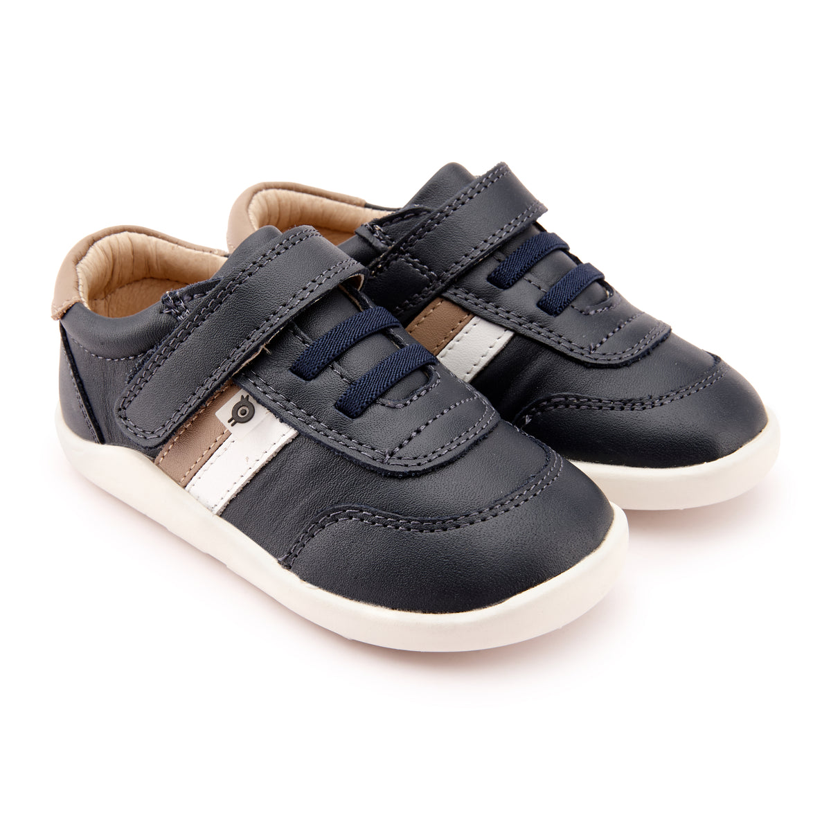 Old Soles 8013 Play Ground kids leather shoe in Navy Taupe and Snow