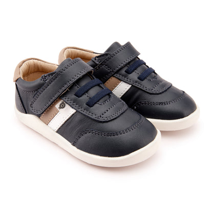 Old Soles 8013 Play Ground kids leather shoe in Navy Taupe and Snow