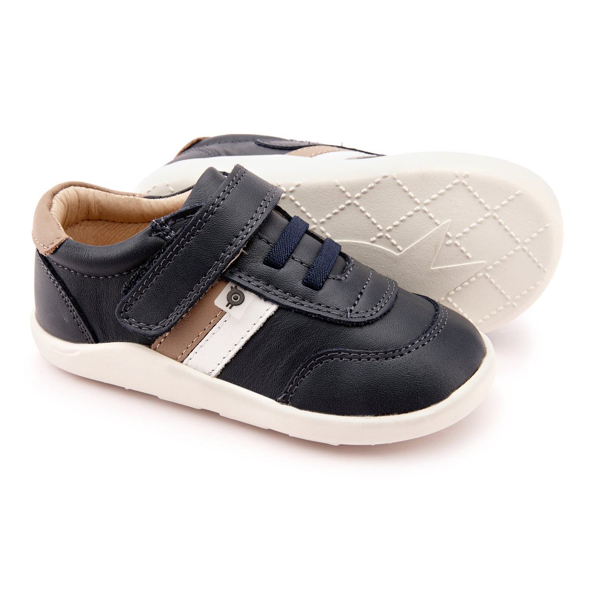 Old Soles 8013 Play Ground kids leather shoe in Navy Taupe and Snow