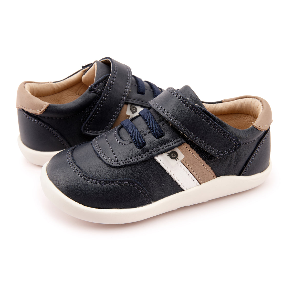 Old Soles 8013 Play Ground kids leather shoe in Navy Taupe and Snow
