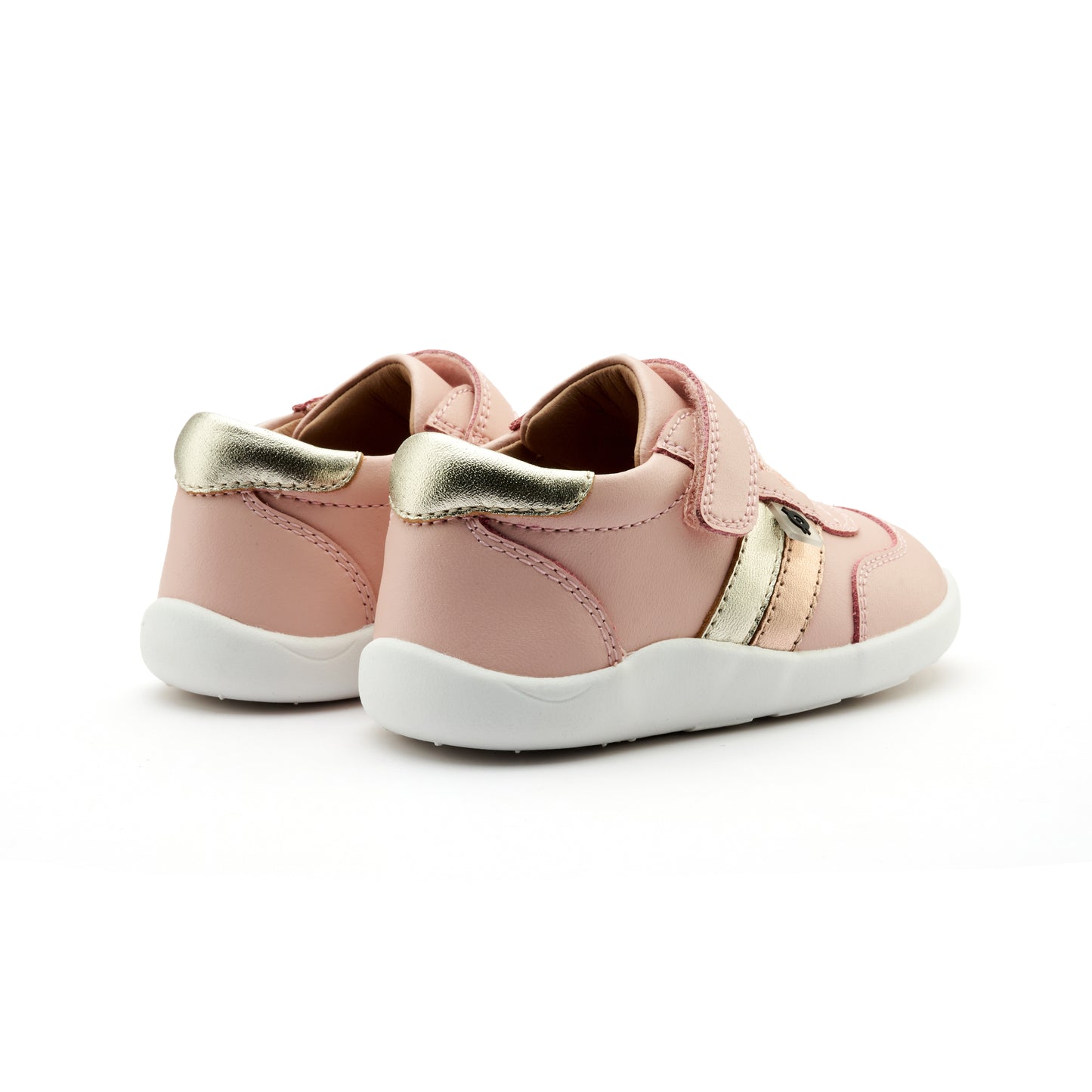Old Soles 8013 Play Ground kids leather shoe in Powder Pink, Gold, and Snow with rubber sole detail