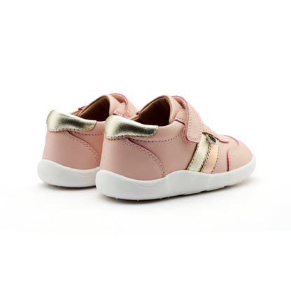 Old Soles 8013 Play Ground kids leather shoe in Powder Pink, Gold, and Snow with rubber sole detail