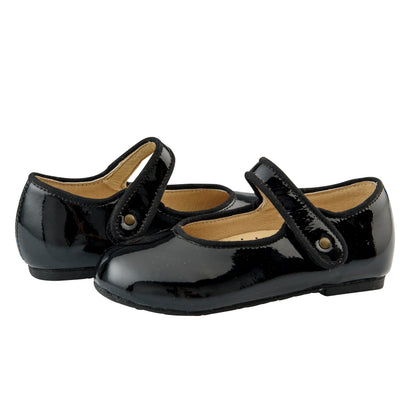 Old Soles 803 Lady Jane kids leather flat in Black Patent with classic detail