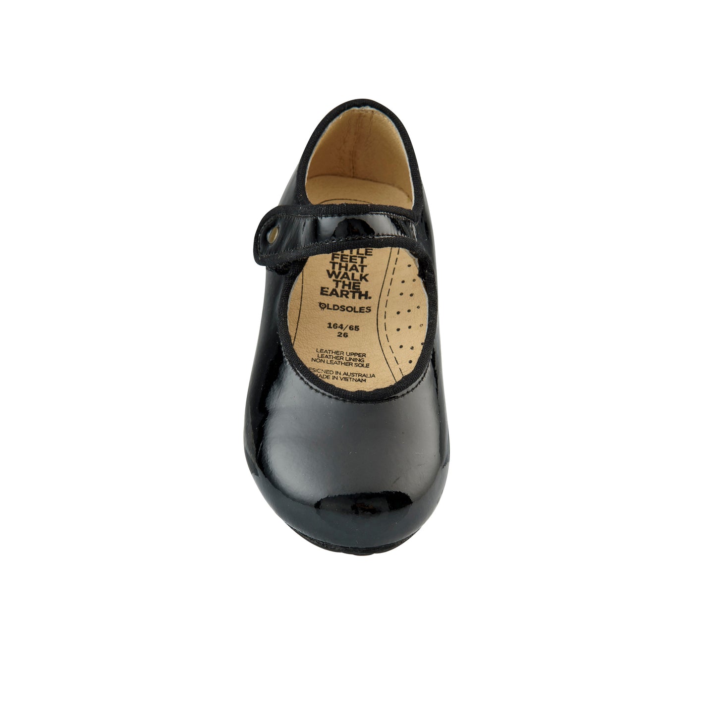 Old Soles 803 Lady Jane kids leather flat in Black Patent with classic detail