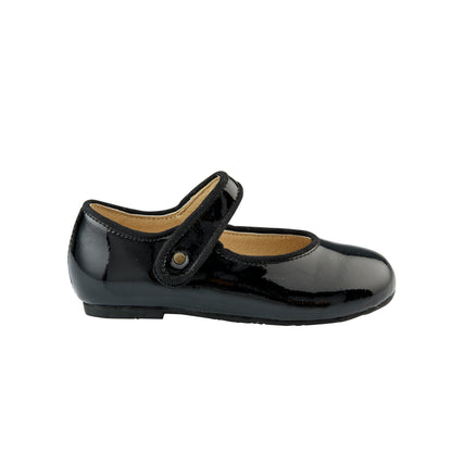 Old Soles 803 Lady Jane kids leather flat in Black Patent with classic detail