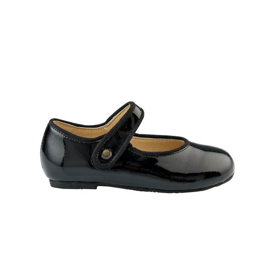 Old Soles 803 Lady Jane kids leather flat in Black Patent with classic detail