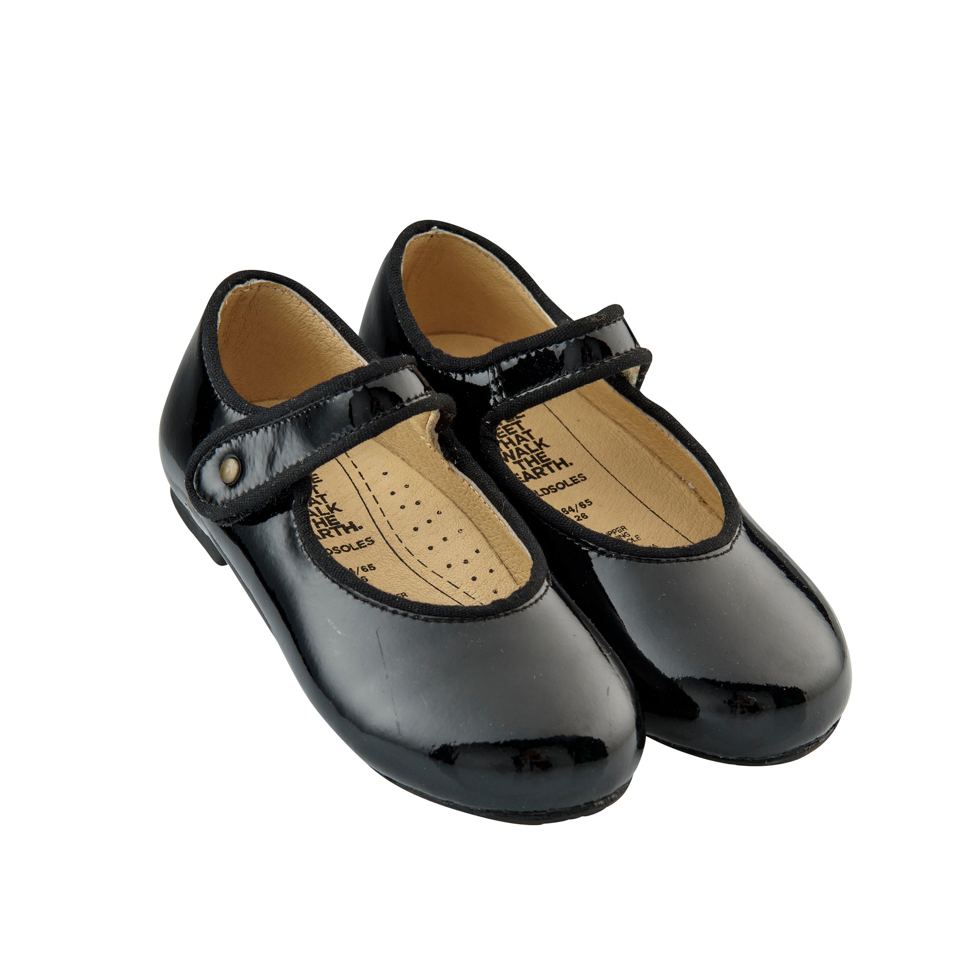 Old Soles 803 Lady Jane kids leather flat in Black Patent with classic detail