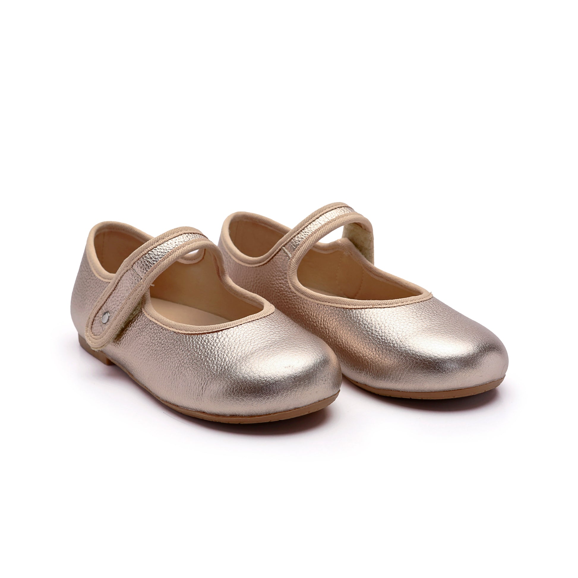 Old Soles 803 Lady Jane kids leather flat in Metal Lychee with classic detail