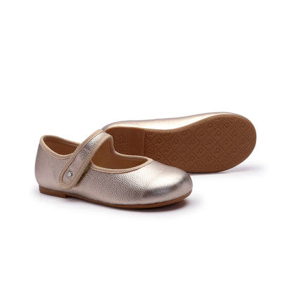 Old Soles 803 Lady Jane kids leather flat in Metal Lychee with classic detail