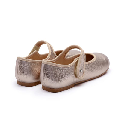 Old Soles 803 Lady Jane kids leather flat in Metal Lychee with classic detail