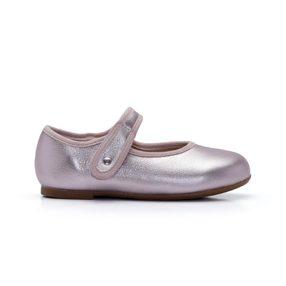 Old Soles 803 Lady Jane kids leather flat in Millet Pink with classic detail
