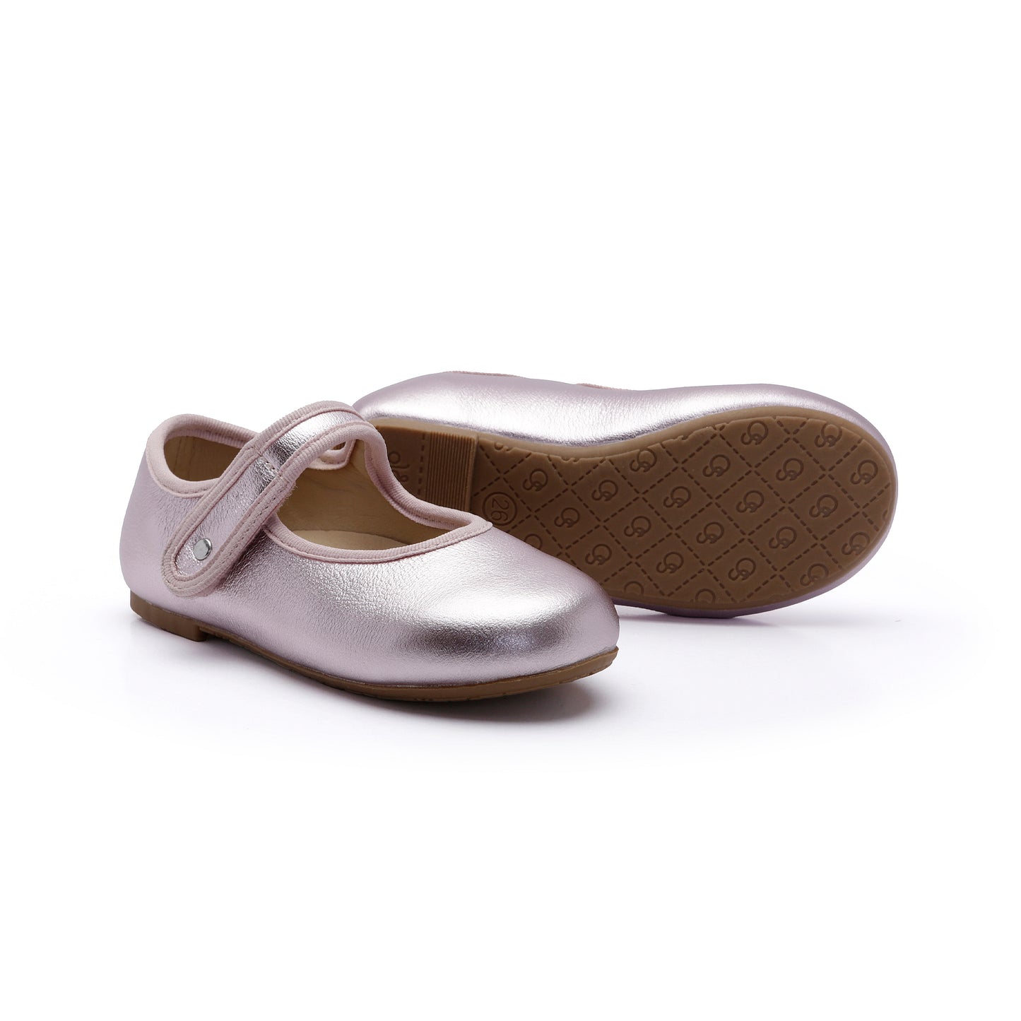 Old Soles 803 Lady Jane kids leather flat in Millet Pink with classic detail